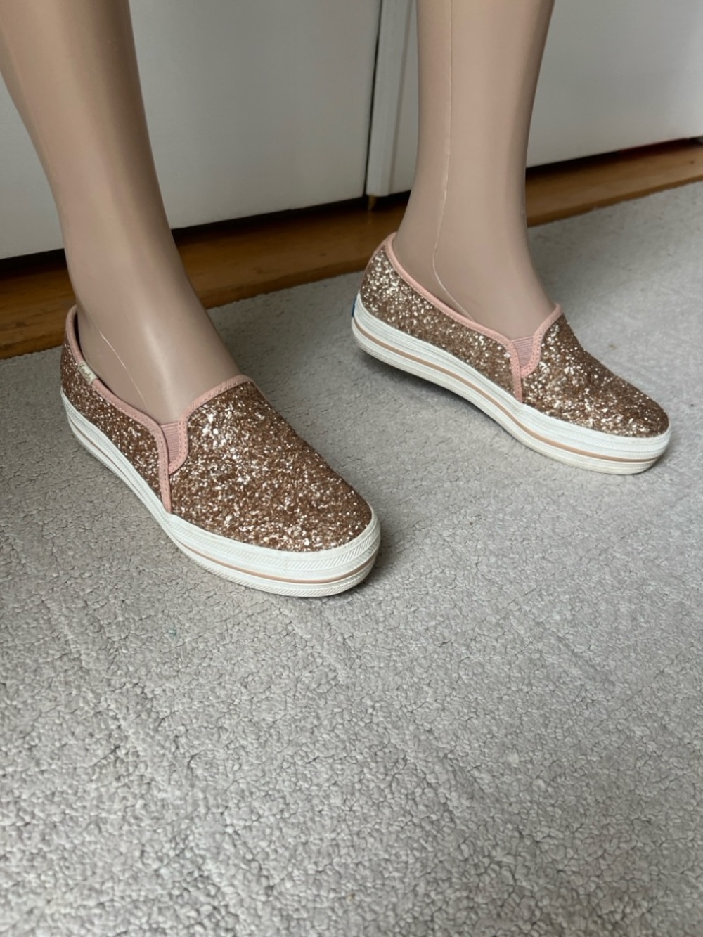 kate spade Rose Gold Glitter Slip-On Sneakers
